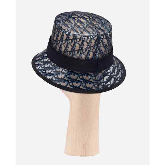Dior French Small Brim Blue Oblique Logo PVC Transparent Clear Sun Bucket Hat 58 main image 5